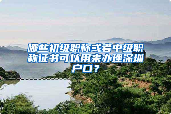 哪些初级职称或者中级职称证书可以用来办理深圳户口？