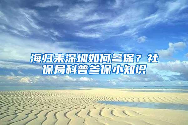 海归来深圳如何参保？社保局科普参保小知识