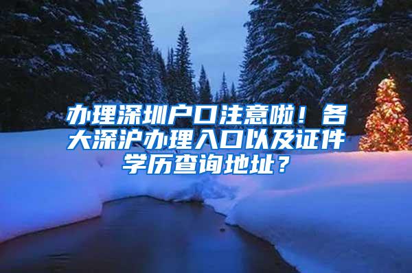 办理深圳户口注意啦！各大深沪办理入口以及证件学历查询地址？