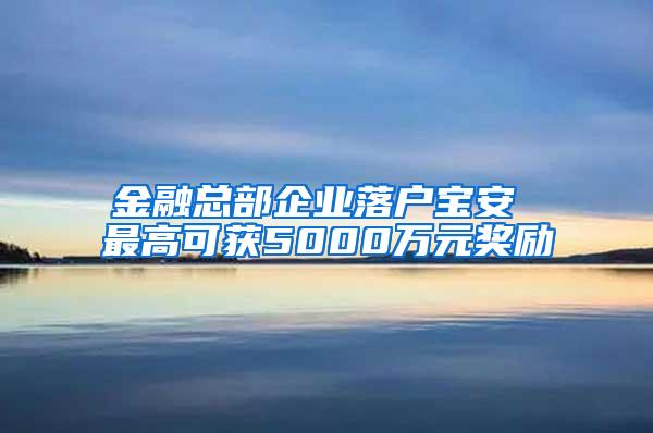 金融总部企业落户宝安 最高可获5000万元奖励