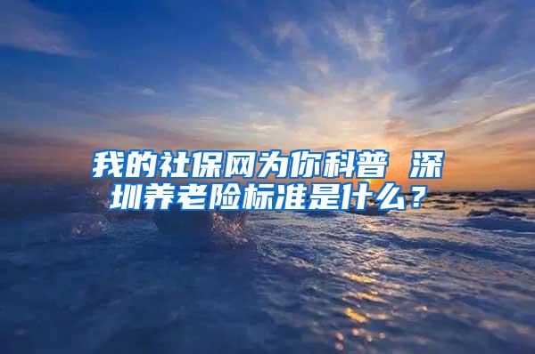 我的社保网为你科普 深圳养老险标准是什么？