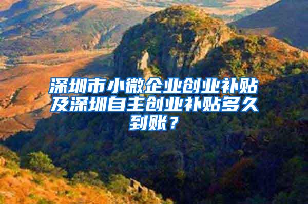 深圳市小微企业创业补贴及深圳自主创业补贴多久到账？