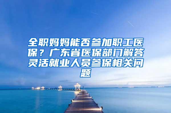 全职妈妈能否参加职工医保？广东省医保部门解答灵活就业人员参保相关问题