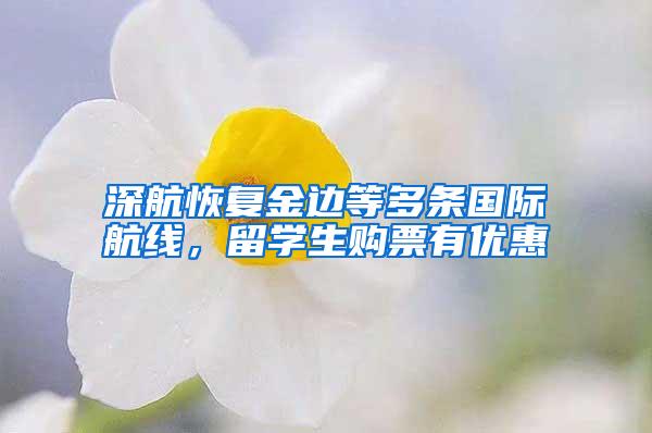 深航恢复金边等多条国际航线，留学生购票有优惠