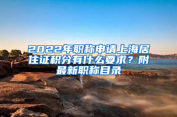 2022年职称申请上海居住证积分有什么要求？附最新职称目录