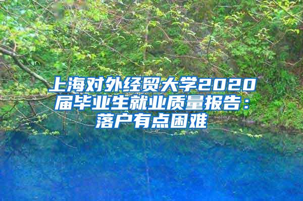 上海对外经贸大学2020届毕业生就业质量报告：落户有点困难