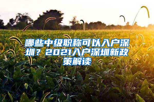 哪些中级职称可以入户深圳？2021入户深圳新政策解读