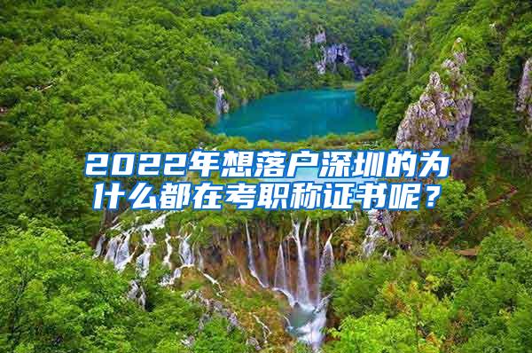 2022年想落户深圳的为什么都在考职称证书呢？