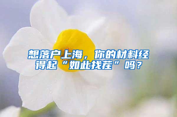 想落户上海，你的材料经得起“如此找茬”吗？