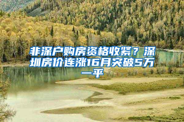 非深户购房资格收紧？深圳房价连涨16月突破5万一平