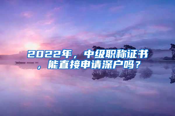 2022年，中级职称证书，能直接申请深户吗？