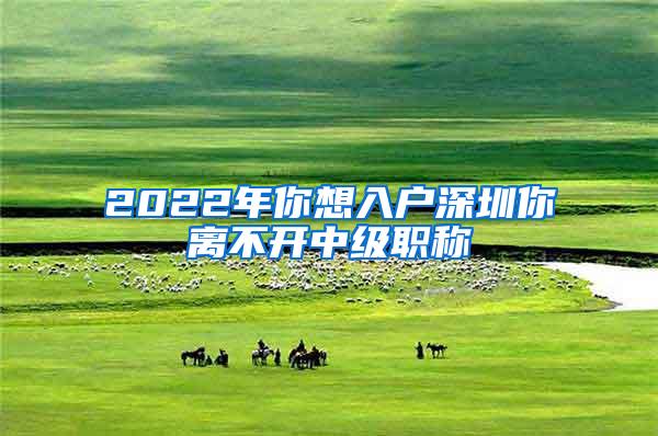 2022年你想入户深圳你离不开中级职称