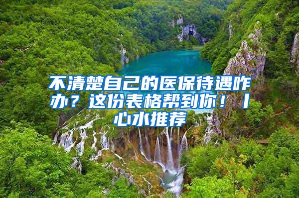 不清楚自己的医保待遇咋办？这份表格帮到你！丨心水推荐