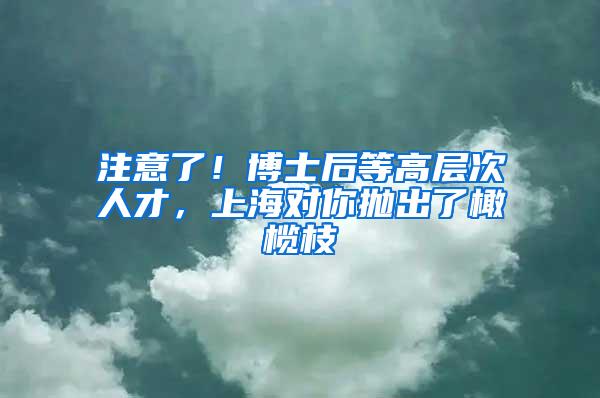 注意了！博士后等高层次人才，上海对你抛出了橄榄枝→