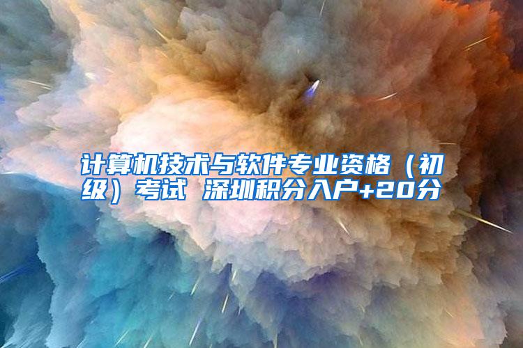 计算机技术与软件专业资格（初级）考试 深圳积分入户+20分