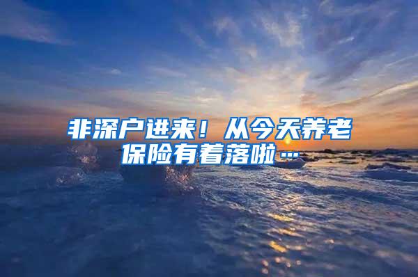 非深户进来！从今天养老保险有着落啦…