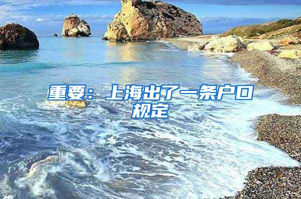 重要：上海出了一条户口规定