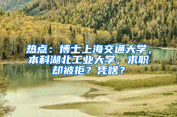 热点：博士上海交通大学，本科湖北工业大学，求职却被拒？凭啥？