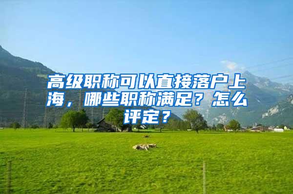 高级职称可以直接落户上海，哪些职称满足？怎么评定？