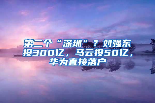 第二个“深圳”？刘强东投300亿，马云投50亿，华为直接落户