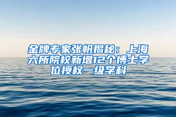 金牌专家张帆揭秘：上海六所院校新增12个博士学位授权一级学科