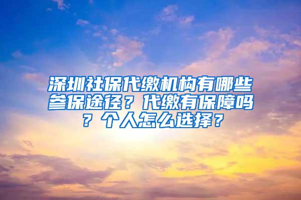 深圳社保代缴机构有哪些参保途径？代缴有保障吗？个人怎么选择？