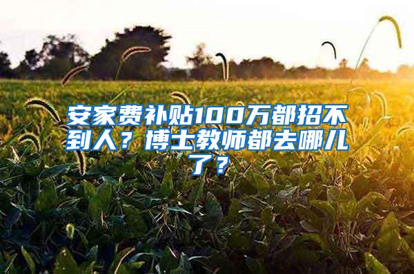 安家费补贴100万都招不到人？博士教师都去哪儿了？