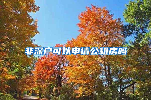 非深户可以申请公租房吗