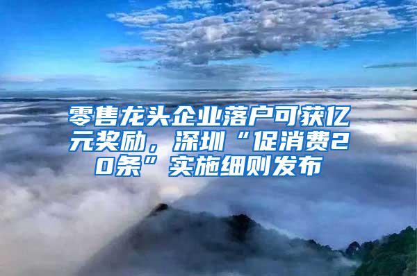 零售龙头企业落户可获亿元奖励，深圳“促消费20条”实施细则发布