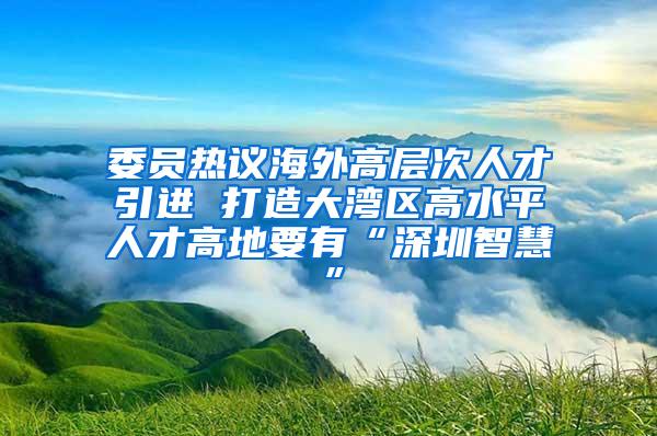 委员热议海外高层次人才引进 打造大湾区高水平人才高地要有“深圳智慧”