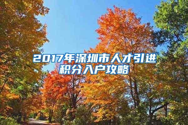 2017年深圳市人才引进积分入户攻略