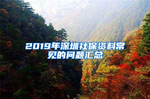 2019年深圳社保资料常见的问题汇总