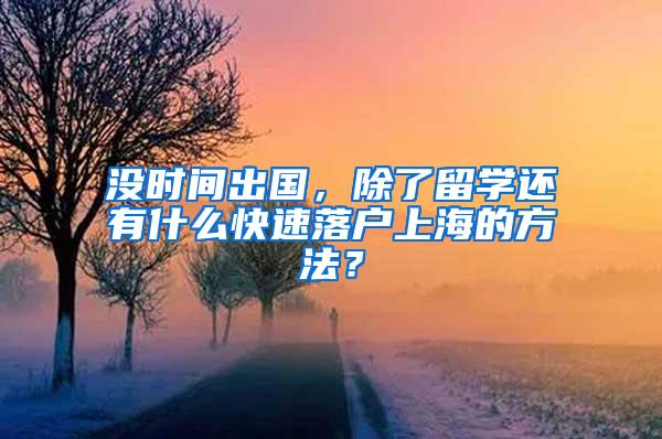 没时间出国，除了留学还有什么快速落户上海的方法？