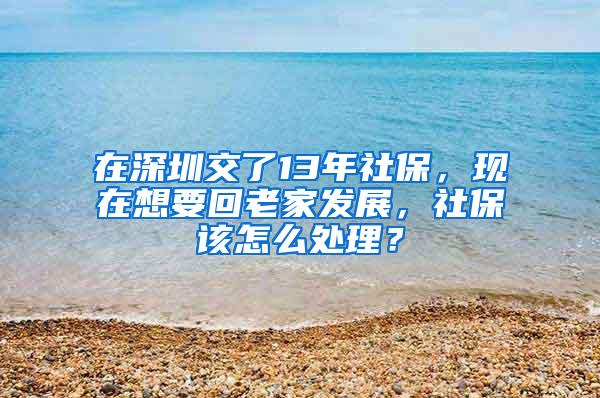 在深圳交了13年社保，现在想要回老家发展，社保该怎么处理？