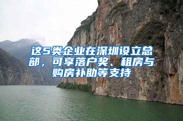 这5类企业在深圳设立总部，可享落户奖、租房与购房补助等支持