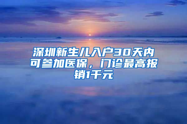 深圳新生儿入户30天内可参加医保，门诊最高报销1千元