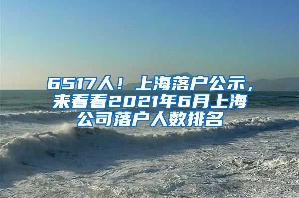 6517人！上海落户公示，来看看2021年6月上海公司落户人数排名