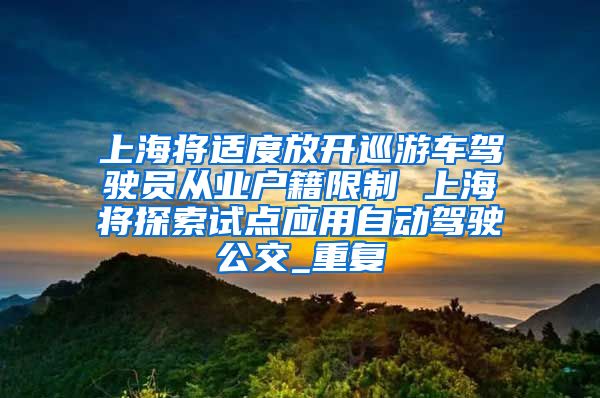 上海将适度放开巡游车驾驶员从业户籍限制 上海将探索试点应用自动驾驶公交_重复