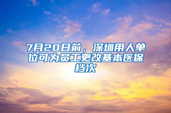 7月20日前，深圳用人单位可为员工更改基本医保档次