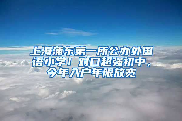 上海浦东第一所公办外国语小学！对口超强初中，今年入户年限放宽