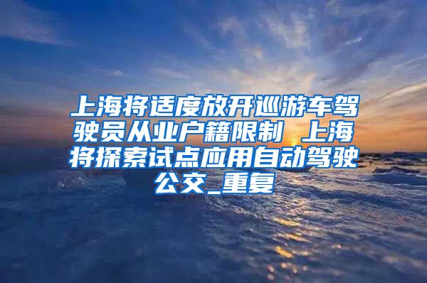 上海将适度放开巡游车驾驶员从业户籍限制 上海将探索试点应用自动驾驶公交_重复