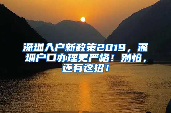 深圳入户新政策2019，深圳户口办理更严格！别怕，还有这招！