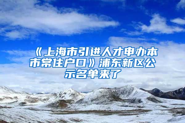 《上海市引进人才申办本市常住户口》浦东新区公示名单来了