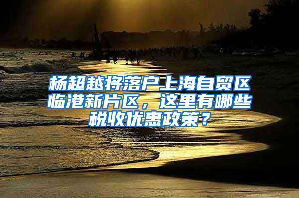 杨超越将落户上海自贸区临港新片区，这里有哪些税收优惠政策？