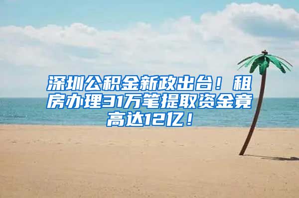 深圳公积金新政出台！租房办理31万笔提取资金竟高达12亿！