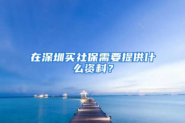 在深圳买社保需要提供什么资料？