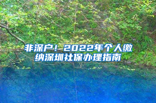 非深户！2022年个人缴纳深圳社保办理指南