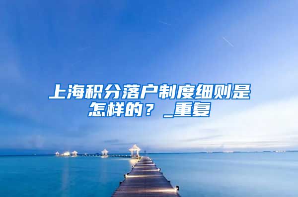 上海积分落户制度细则是怎样的？_重复