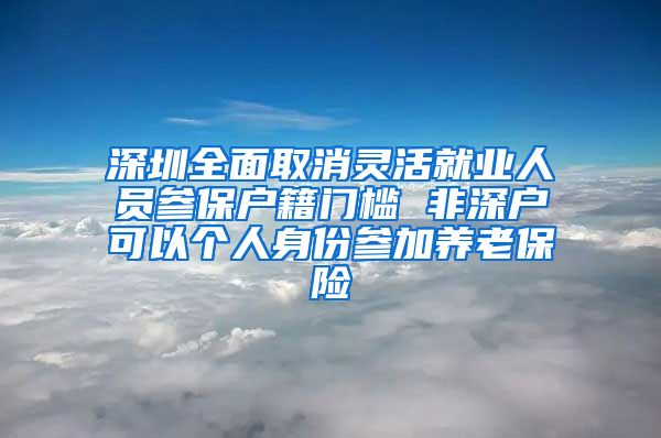 深圳全面取消灵活就业人员参保户籍门槛 非深户可以个人身份参加养老保险