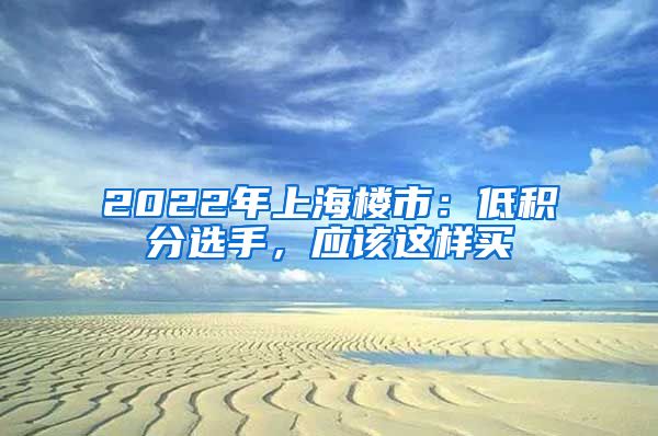 2022年上海楼市：低积分选手，应该这样买